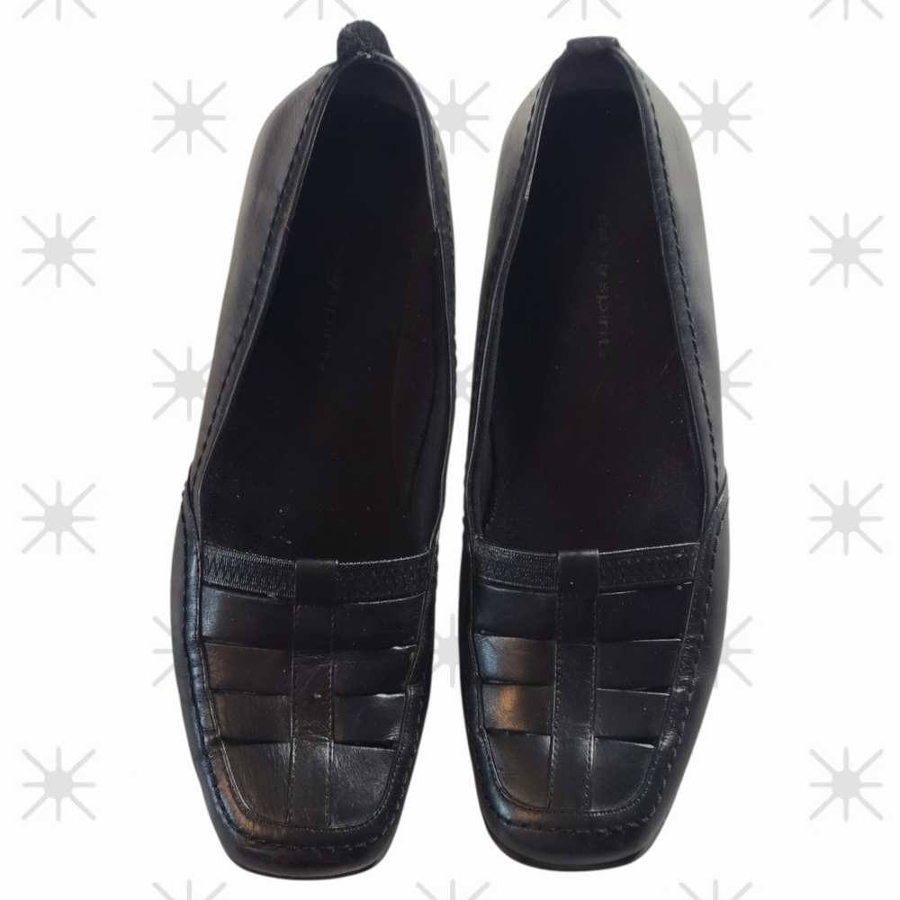 Easy Spirit Women’s Black Leather Slip-On Loafers Size 8M EUC